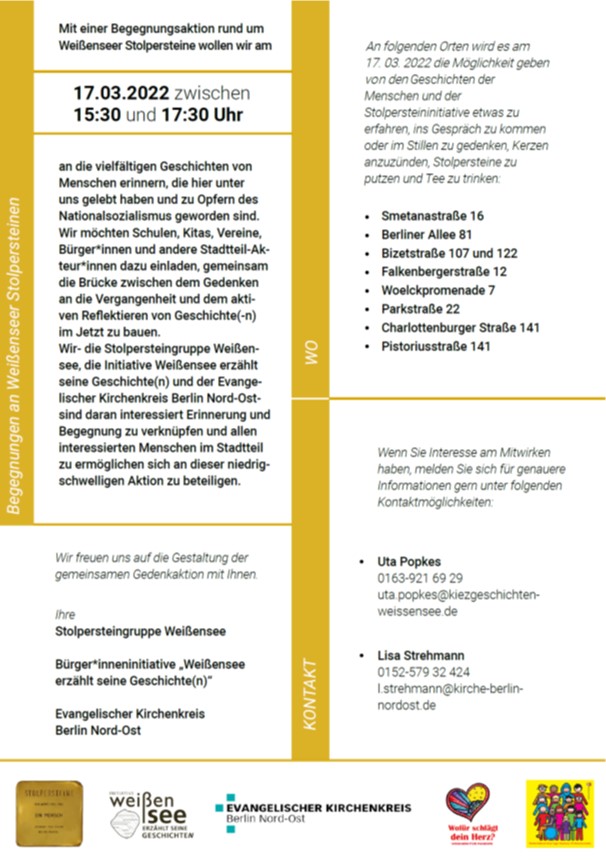 Weissensee-Stolpersteine-Erinnern und Begegnen-17. März 2022