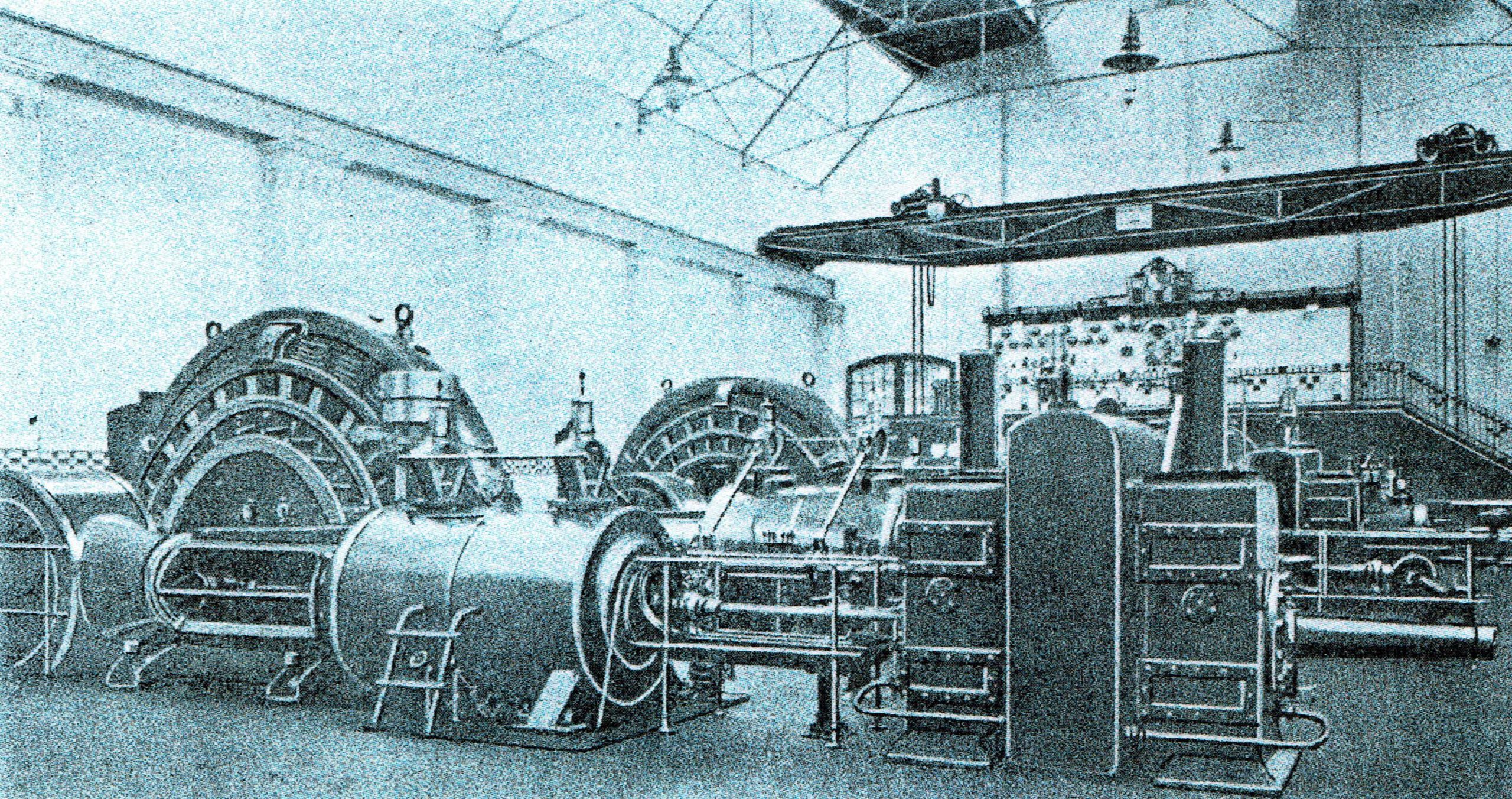 Weissensee-Elektrizitätswerk-Innenansicht Maschinenraum 1905-Foto Heimatfreunde Weißensee